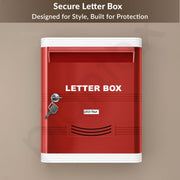 Plantex Durable Plastic Letter Box/Suggestion Box for Office/Letter Box for Home gate with Key Lock/Complaint Box/Mail Box - (Red & White), Wall Mounted