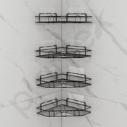 Plantex Self Adhesive Corner Shelf for Bathroom/Adhesive Shelf for Kitchen - with Magic Sticker/Bathroom Organizer Without Drill - Pack of 4 (Diamond, Black)