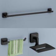 Plantex 304 Grade Stainless Steel Towel Rod/Napkin Hanger for Wash Basin/Soap Holder/Bathroom Accessories, Set of 3 (Black) Decan
