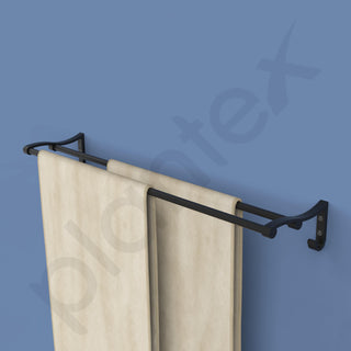 Plantex Stainless Steel Towel Hanger for Bathroom/Dual Towel Rod/Bar/Bathroom Accessories(24 Inch-Black-1007)