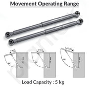 Plantex 10 Inch Hydraulic Gas Spring Stay Strut Pneumatic Lift Support with Cover/Cabinet Hinges Support/Capacity 5 KGS (50 N) - Pair of 1 (2 Pcs) (Silver)