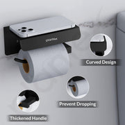 Plantex Platinum 304 Grade Stainless Steel Toilet Paper Holder with Mobile Stand/Toilet Paper Roll Holder for Bathroom Accessories (Matt Black)