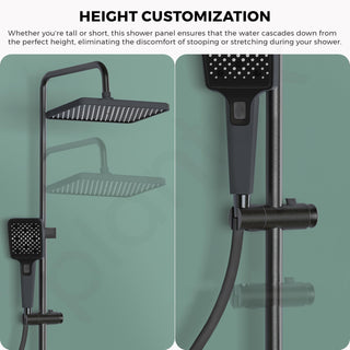 Plantex Shower Panel Full Set for Bathroom/Shower System with Hydroelectric Digital Display and Hot & Cold Mixer(S - 9008-Black)