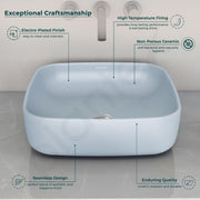 Plantex Premium Tabletop Ceramic Square Wash Basin/Countertop Bathroom Sink (Ocean, 16 x 16 x 5 Inch)