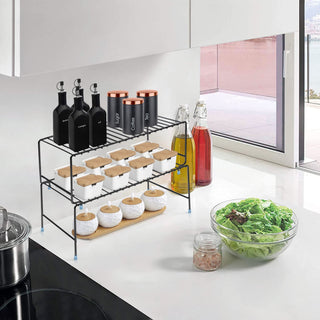 Plantex GI Metal 2-Tier Shelf Organizer for Kitchen Storage/Foldable and Detachable Kitchen Shelf Organiser/Rack Organiser for Storage