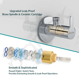 Plantex Pure Brass FLO-805 Angle Valve for Bathroom with Brass Wall Flange & Teflon Tape/Angular Stop Cock for Wash basin/Health Faucet- [Pack of 4 -Chrome]