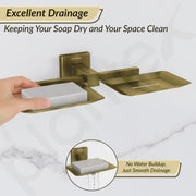 Plantex Stainless Steel Double Soap Holder for Bathroom/Soap Case/Dual Soap Dish/Soap Storage/Bathroom Accessories - Pack of 1, Aqua (Brass Antique)