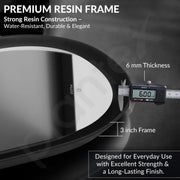 Plantex Resin Frame LED Bathroom Mirror/Designer Mirror for Living Room/Bathroom Mirror with LED Light/Dressing Room - Capsule Shape (Black, 32 x 24 Inch)