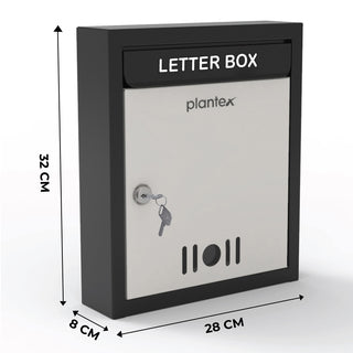 Plantex Letter Box - Mail Box/Post Box/Complaint Box/Suggestion Box/Donation Box/Letter Box for Home gate with Secure Lock (Black & Ivory) - Wall Mount A4 Size