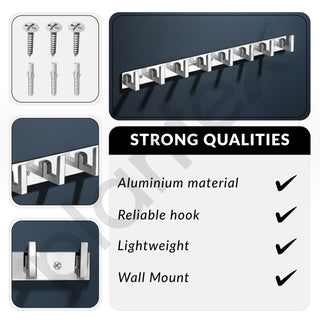 Plantex Bathroom Hooks for Hanging with L-Shape Hooks - Door Hooks for Clothes/Towel/Keys - Pack of 3 - (8 Hooks, Chrome)