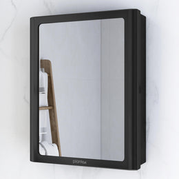 Plantex Bathroom Cabinet with Mirror/ABS Bathroom Storage Organiser/Multipurpose Shelf/Wall Mount Mirror Cabinet for Wash Basin (14x18 Inch, Black)
