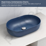 Plantex Tabletop Wash Basin for Bathroom/Designer Ceramic Basin/Countertop Wash Basin/Home/Office (Blue - 22 x 14 x 6 Inch)
