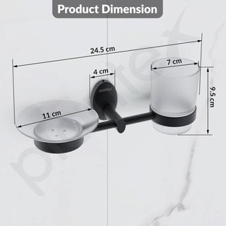 Plantex 304 Grade Stainless Steel Soap and Brush Holder Stand for Bathroom and Wash Basin/Bathroom Accessories - Oreva (Black)