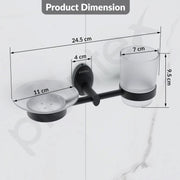 Plantex 304 Grade Stainless Steel Soap and Brush Holder Stand for Bathroom and Wash Basin/Bathroom Accessories - Oreva (Black)