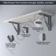 Plantex Heavy Duty 16 Inch Foldable Table Bracket/GI Steel Multipurpose Shelf Bracket/Space Saving Wall Bracket/Folding Bracket for Home & Office - Pair of 1 (Grey)