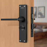 Plantex Stainless Steel Door Lock Ã¢â‚¬â€œ Bathroom Door Lock/Mortise 8inch Keyless Plate Handle Set for Home/Bathroom/Store Room/Balcony/Office - Pack of 1 (DTM-660, Black)