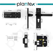 Plantex Heavy Duty Door Lock ÃƒÂ¢Ã¢â€šÂ¬Ã¢â‚¬Å“ Bathroom Door Lock/Mortise 8inch Keyless Plate Handle Set for Home/Bathroom/Store Room/Balcony/Office with Baby Latch (8114, DC-Black & Z-Black)