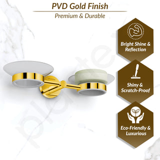 Plantex 304 Grade Stainless Steel Twin Soap Holder Stand for Bathroom and Wash Basin/Bathroom Accessories - Oreo (Gold)