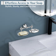 Plantex Stainless Steel 304 Grade Niko Double Soap Holder for Bathroom/Soap Dish/Bathroom Soap Stand/Bathroom Accessories(Chrome) - Pack of 1