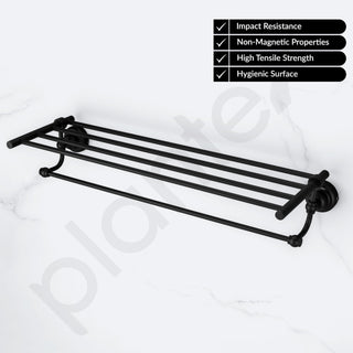 Plantex 304 Grade Stainless Steel 24 inch Towel Rack for Bathroom/Towel Stand/Hanger/Bathroom Accessories - Skyllo (Black)
