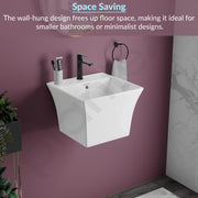 Plantex Ceramic Washbasin with 10 Years Glaze Warranty by Plantex/Half Pedestal Wash Basin for Bathroom/Wall Hung Basin for Home/Office/Hotels (Proton - White, 16 x15 x11 Inch)