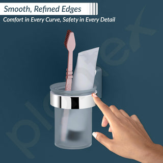 Plantex Rich Brass Bathroom Accessories - Unique Tooth Brush Holder/Tumbler Holder/Toothpaste Holder(Chrome)