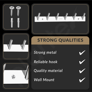 Plantex Wall Hooks for Hanging Cloth/Stainless Steel Towel Hangers/Bathroom Robe Hooks/Door Hangers/Round Wall Hook/Hook Rail for Hanging Keys - 6 Hooks (Pack of 3, Chrome)