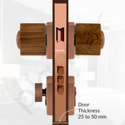 Plantex Heavy Duty Door Lock/Stainless Steel and Wooden Main Door Mortise Lock Handle/Handle Set for Home/Office/Door Accessories (Rose Gold, Wooden)