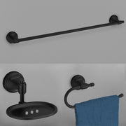 Plantex 304 Grade Stainless Steel Towel Hanger/Napkin Ring for Wash Basin/Soap Holder/Bathroom Accessories, Set of 3 (Black) Niko