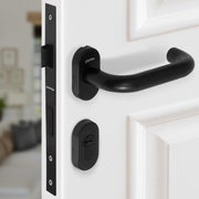 Plantex Aluminium Door Lock/Mortise Lock for Door/Robust Door Handle for Home with Lock Body & Cylinder - (Round, DTM-639-Black)
