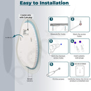 Plantex LED Bathroom Mirror with 3 Tone/Designer Mirror for Living Room/Bedroom/Dressing Room - Oval Shape (18 x 24 Inch)