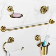 Plantex 304 Grade Stainless Steel Bathroom Accessories Set of 5 - Towel Rod/Hand Napkin Hanger for Wash Basin/Soap Case/Toothbrush Holder/Robe Hook - Daizy (Brass Antique)