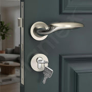 Plantex Door Lock for Home/Main Door Lock Set/Mortise Lock Set with Brass Lock Body & Cylinder - Pack of 1 (7134, Satin Steel & Chrome)