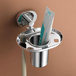 Plantex J4 Stainless Steel Toothbrush Holder for Bathroom/Toothbrush Stand for Bathroom/Tumbler Holder/Bathroom Accessories (Chrome Finish) Onix