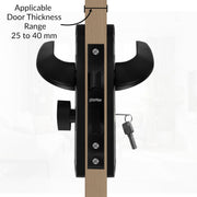 Plantex Heavy-Duty Door Lock Handle Set/ 6-Lever Lock Mechanism with 3 Years of Warranty/Mortise Lock with 3 Keys, Brass Lock Body & Cylinder - (Z-Black)