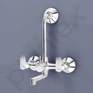 Plantex Wall Mixer 2 in 1 with L-Bend Connector for Rain Shower/Nickel Chrome Mirror Finish Mixture Tap for Bathroom with Wall Flange-(APS-1299)