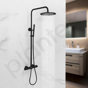 Plantex Shower Panel for Bathroom/Deluxe Circular Shower Panel Set/Overhead Showers and Hand Shower for Bathroom with Hot &cold MixerÃ¢â‚¬â€œ(Black)