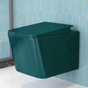 Plantex Platinum Ceramic Wall Hung Commode / P Trap Western Commode for Toilet/ Rim Washdown Western Toilet with Soft Close Toilet Seat Cover- (Palm)