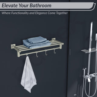 Plantex Stainless Steel 24 inch Towel Rack for Bathroom/Hanger/Rod with Hooks/Towel Bar/Holder/Bathroom Accessories - Aqua (Satin)