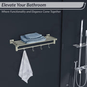 Plantex Stainless Steel 24 inch Towel Rack for Bathroom/Hanger/Rod with Hooks/Towel Bar/Holder/Bathroom Accessories - Aqua (Satin)