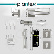 Plantex Main Door Lock/Mortise Lock for Doors - Robust Door Handle for Home with Brass Locks Body & Cylinder (PT-014, Satin & Chrome)