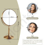 Plantex Premium Brass Magnifying Mirror/Dual Side Makeup Mirror with Stand/Shaving Mirror for Bathroom With 5x/1x Magnification (8 Inch-Brass Antique/Tabletop)