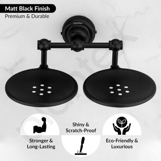 Plantex 304 Grade Stainless Steel Double Soap Holder Stand for Bathroom and Wash Basin/Bathroom Accessories - Skyllo (Black)