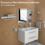 Plantex High Grade Stainless Steel Folding Towel Rack with Stainless Steel 304 Grade Darcy Bathroom Accessories Set 5pcs (Towel Rod/Napkin Ring/Tumbler Holder/Soap Dish/Robe Hook)