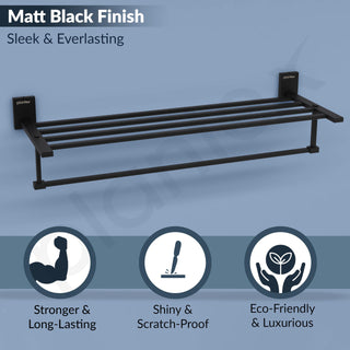Plantex 304 Grade Stainless Steel Towel Rack for Bathroom/Towel Rod/Stand/Bathroom Accessories - 24 inch (Matt Black)