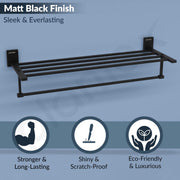 Plantex 304 Grade Stainless Steel Towel Rack For Bathroom/Towel Rod/Stand/Bathroom Accessories - 24 inch (Matt Black)