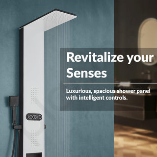 Plantex Shower Panel for Bathroom with Inbuilt Shelf/All in One Shower Panel/White Shower System for Bathroom/Full Shower Set with Jet Spray/Head Shower and Hand Shower - (KM-8105)