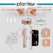 Plantex Main Door Lock/Mortise Lock for Door with 3 Years of Warranty - Robust Door Lock for Home with Brass Lock Body & Cylinder(7120 - PVD Choco)