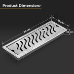 Plantex 304 Grade Stainless Steel Shower Water Drain Channel/12x4 Inch Floor Drain/Drainage Cover/Floor Drain Cover with Removable Grate - (WAVE, Chrome)