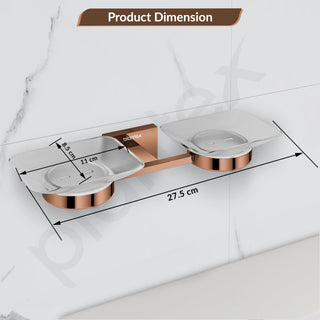 Plantex 304 Grade Stainless Steel Square Dual Soap Dish Holder for Bathroom/Soap Stand/Bathroom Accessories - Benz(Rose Gold)